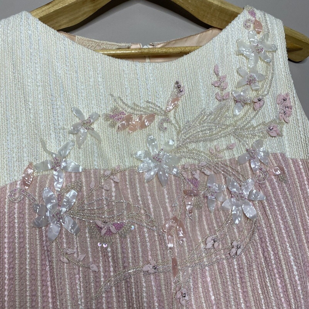 Peggy Jennings Pink Ivory Bubble Textured Sleeveless Shift Dress Size M - Picture 6 of 16
